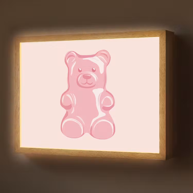 Beer - Roze - Snoep Light Box met batterij (Wandlamp) middel -z3d_website