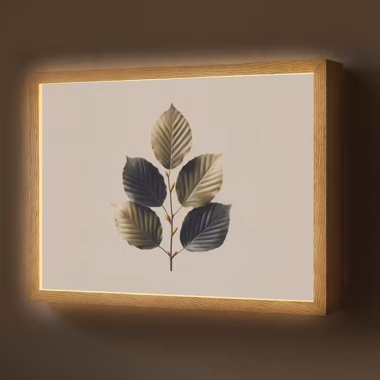 Beukenbladeren - Bruin - Groen - neutraal Light Box met batterij (Wandlamp) middel -z3d_website
