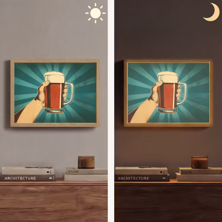 Bierglas - Schuim - Retro - Groen Light Box met batterij (Wandlamp) middel -sfeer3