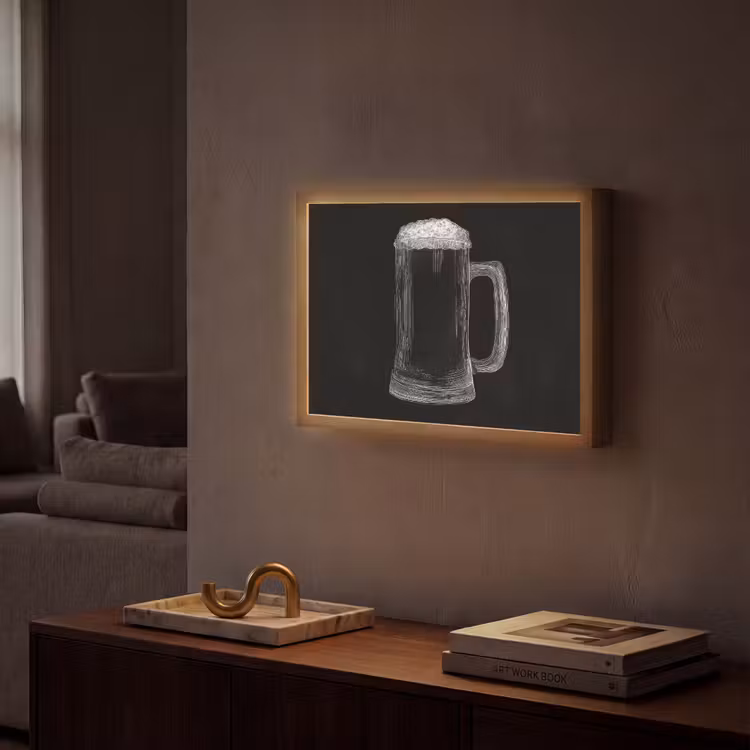 Bierpul - Schuim - Krijttekening Light Box met batterij (Wandlamp) middel -sfeer1