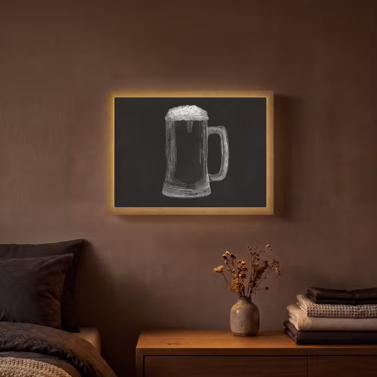 Bierpul - Schuim - Krijttekening Light Box met batterij (Wandlamp) middel -sfeer4