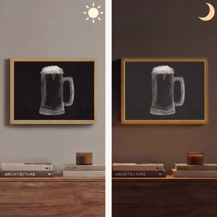 Bierpul - Schuim - Krijttekening Light Box met batterij (Wandlamp) middel -sfeer3