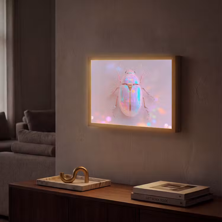 Kever - Metallic - Lichteffect - Roze Light Box met batterij (Wandlamp) middel -sfeer1