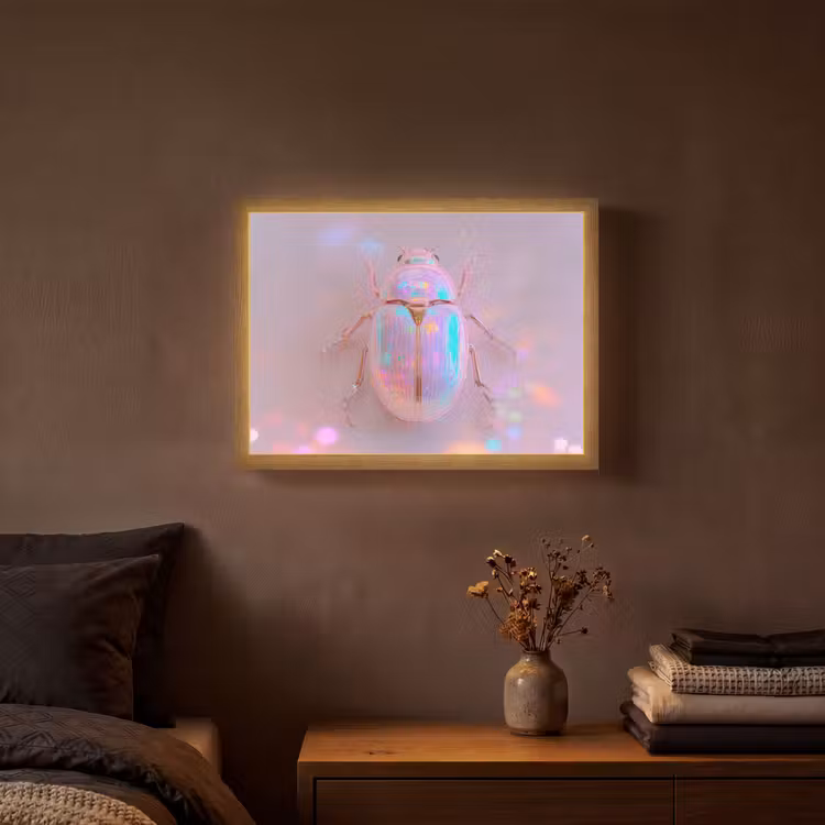 Kever - Metallic - Lichteffect - Roze Light Box met batterij (Wandlamp) middel -sfeer4