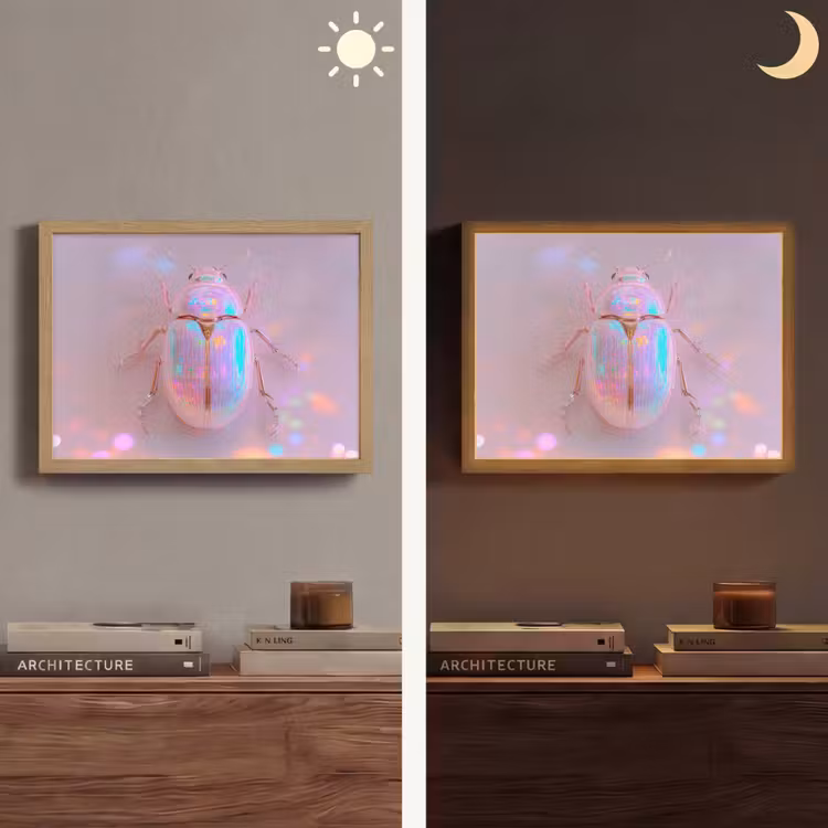Kever - Metallic - Lichteffect - Roze Light Box met batterij (Wandlamp) middel -sfeer3
