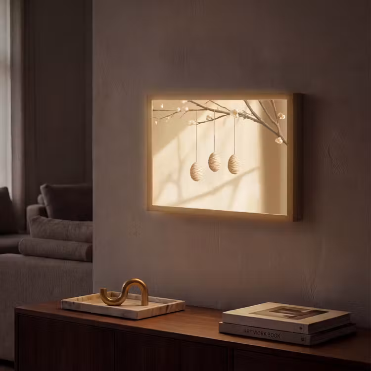 Beige - Paastak - Eieren Light Box met batterij (Wandlamp) middel -sfeer1