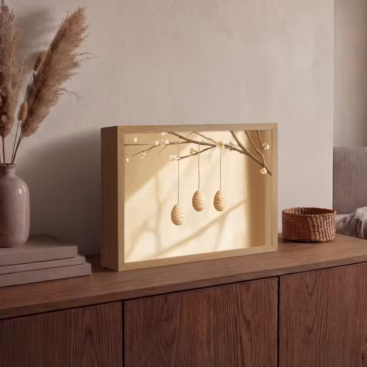 Beige - Paastak - Eieren Light Box met batterij (Wandlamp) middel -sfeer2