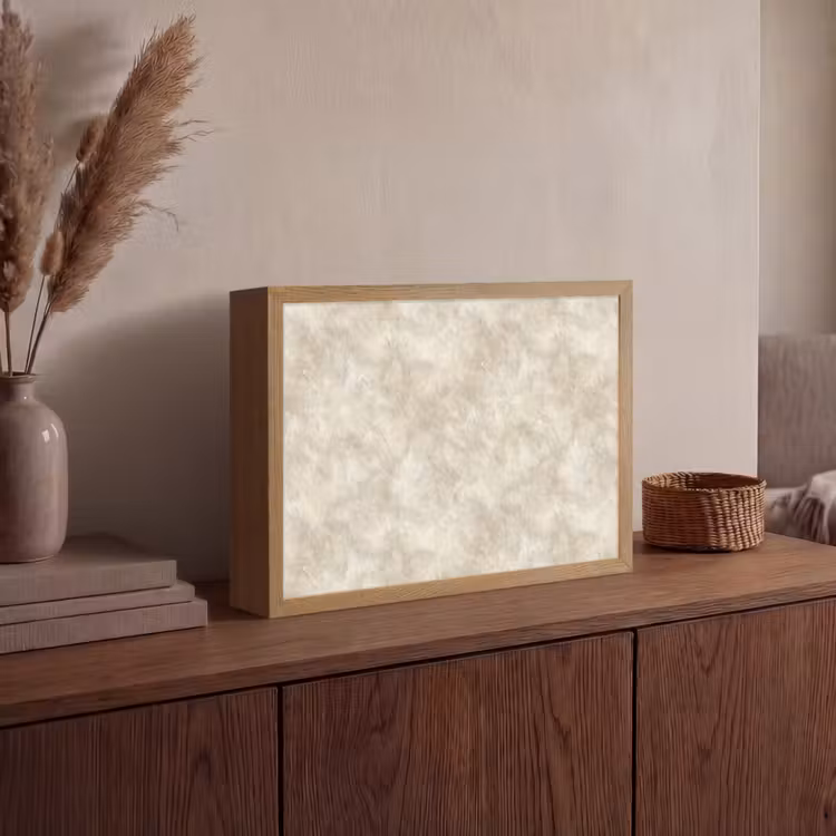 Beige - Reliëfstructuur - Natuursteen Light Box met batterij (Wandlamp) middel 907 -sfeer2