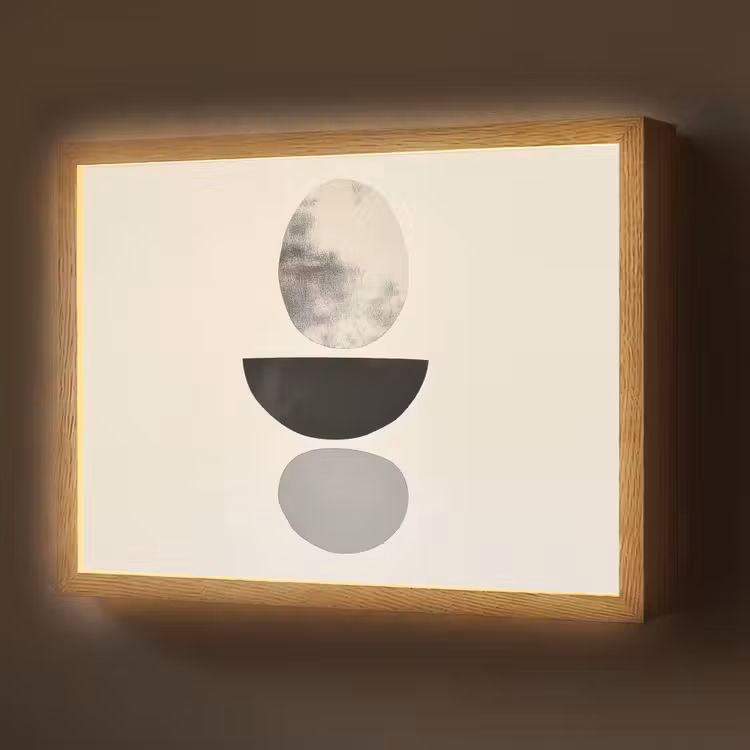 Beige - Japandi - Wabi sabi Light Box met batterij (Wandlamp) middel -z3d_website