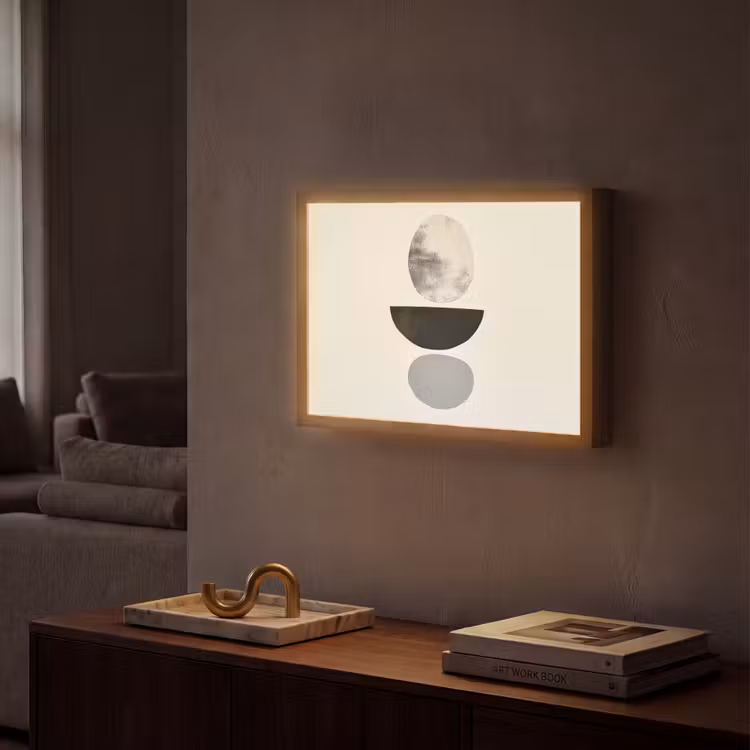 Beige - Japandi - Wabi sabi Light Box met batterij (Wandlamp) middel -sfeer1