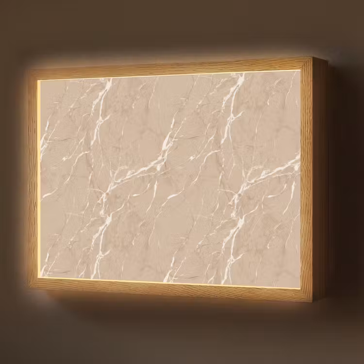 Beige - Marmer - Organisch - Wit Light Box met batterij (Wandlamp) middel 907 -z3d_website