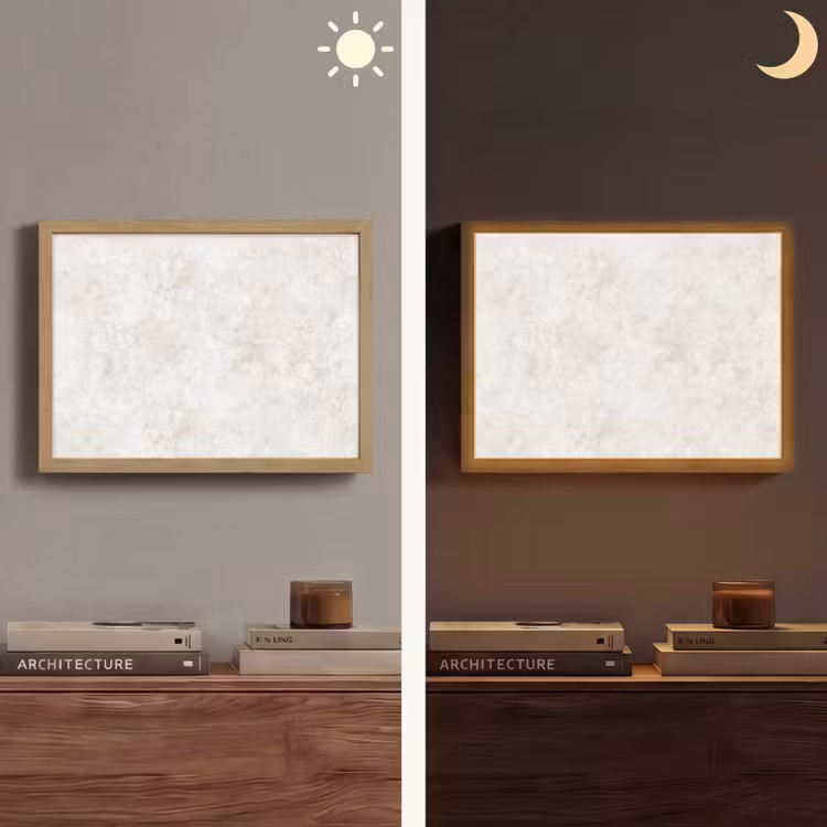 Beige - Marmer - Aders Light Box met batterij (Wandlamp) middel 907 -sfeer3