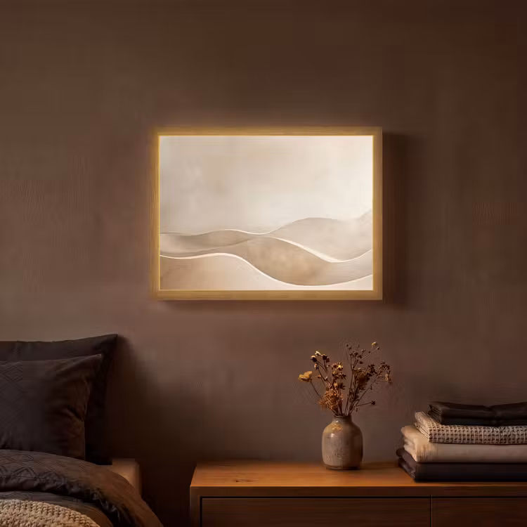 Beige - Natuur - Abstract - Modern Light Box met batterij (Wandlamp) middel -sfeer4