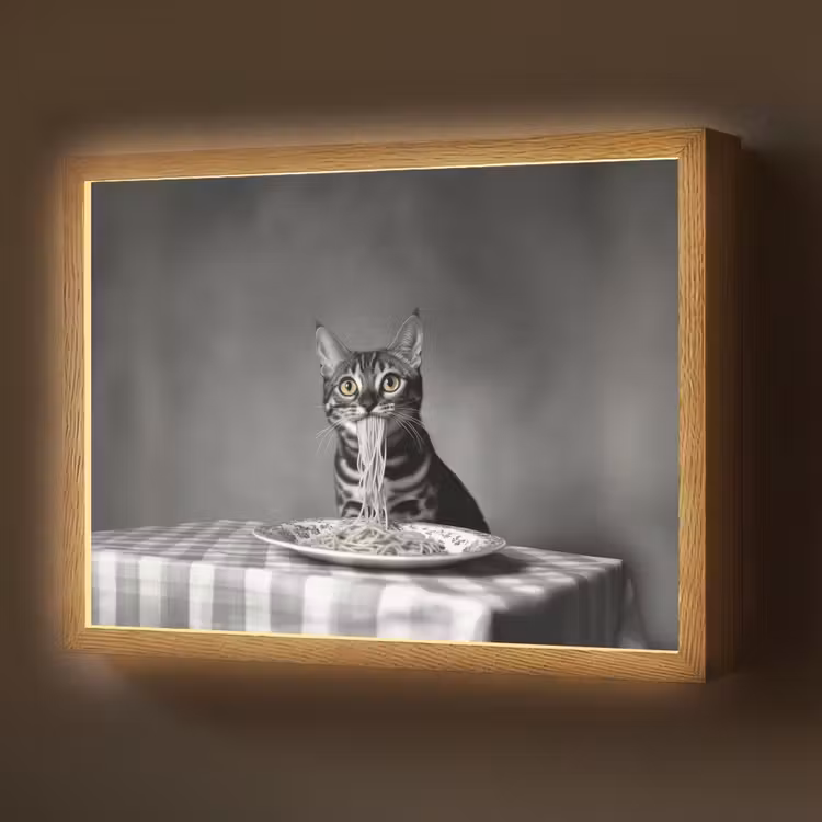 Bengaal - Kat - Tafelkleed - Zwart - Wit - Dier Light Box met batterij (Wandlamp) middel -z3d_website