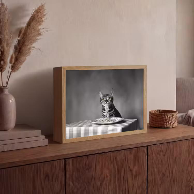 Bengaal - Kat - Tafelkleed - Zwart - Wit - Dier Light Box met batterij (Wandlamp) middel -sfeer2