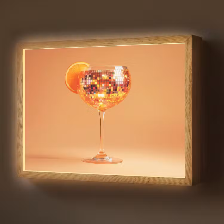 Drank - Oranje - Glitter - Disco Light Box met batterij (Wandlamp) middel -z3d_website