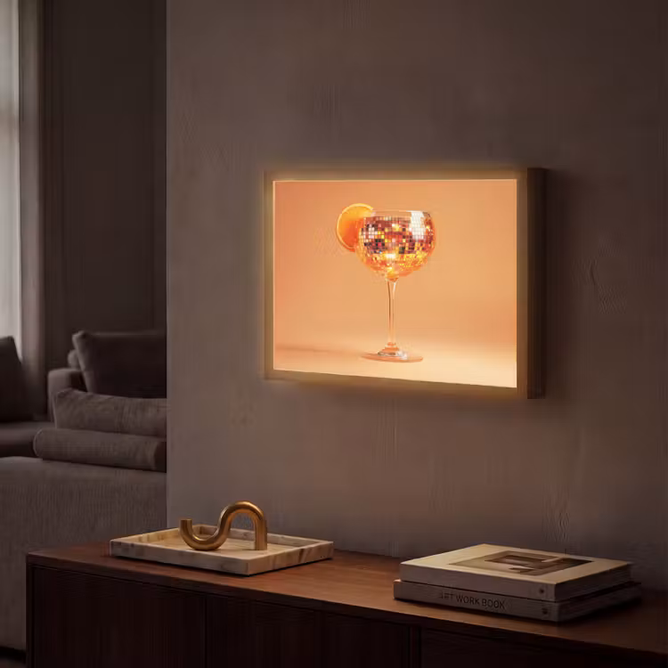 Drank - Oranje - Glitter - Disco Light Box met batterij (Wandlamp) middel -sfeer1