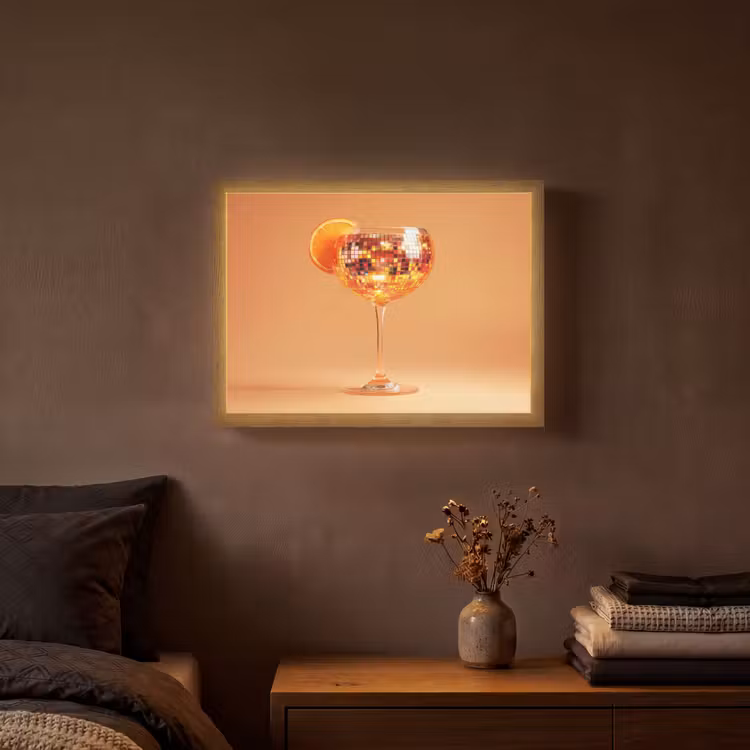 Drank - Oranje - Glitter - Disco Light Box met batterij (Wandlamp) middel -sfeer4