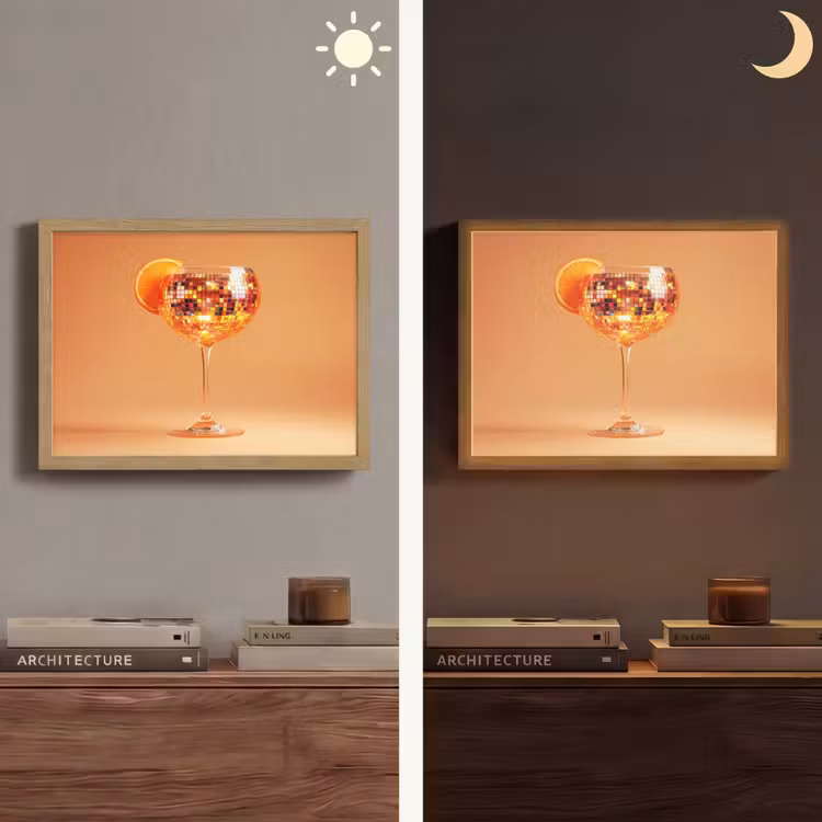 Drank - Oranje - Glitter - Disco Light Box met batterij (Wandlamp) middel -sfeer3