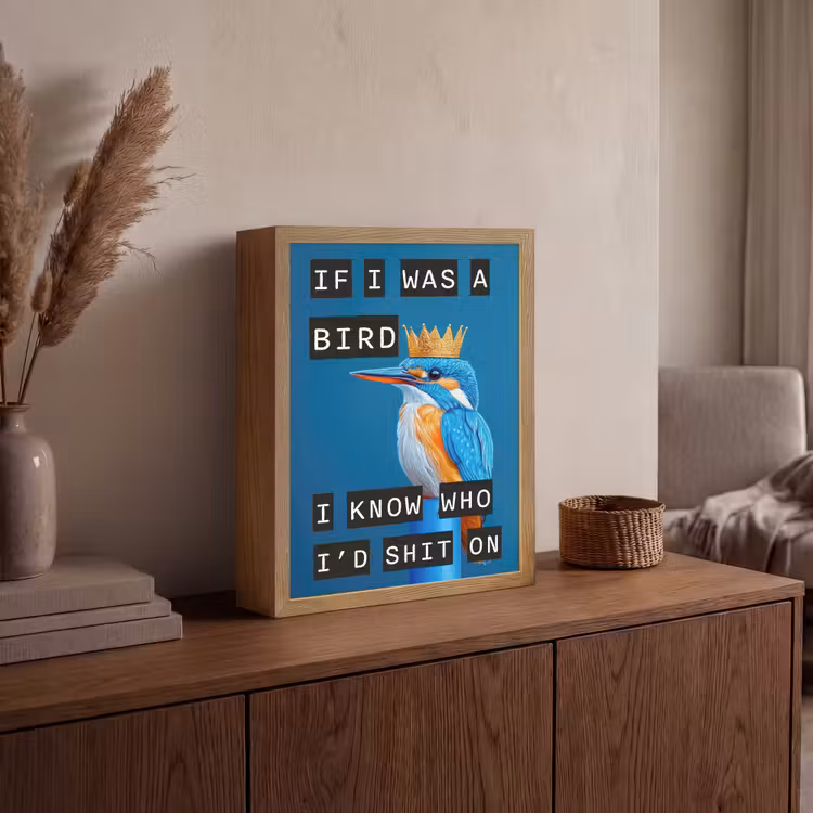 Vogel - Decoratie - Ijsvogel - Blauw Light Box met batterij (Wandlamp) middel -sfeer2