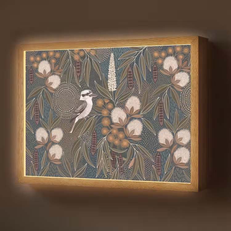 Vogel - Bladeren - Natuur - Illustratie - Groen Light Box met batterij (Wandlamp) middel -z3d_website