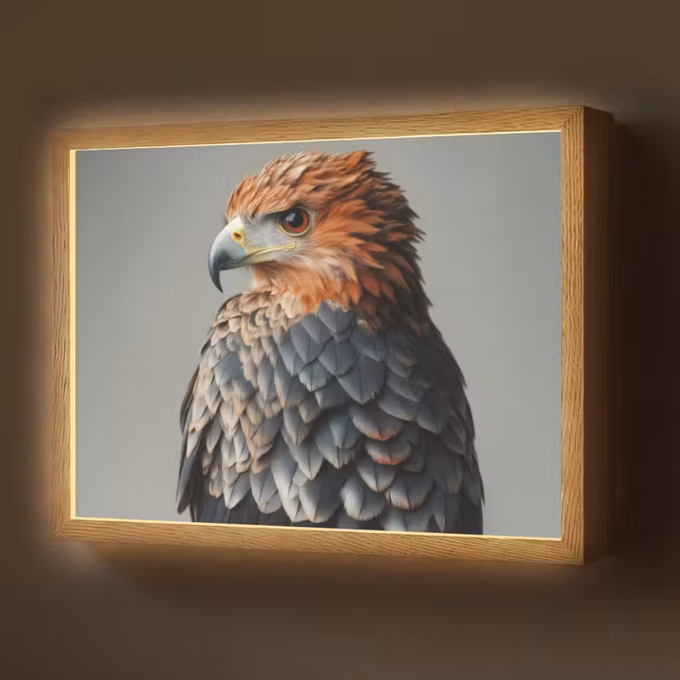 Vogel - Realistisch - Veren - Bruin Light Box met batterij (Wandlamp) middel -z3d_website