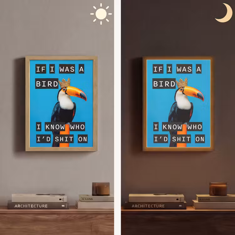 Vogel - Toekan - Blauw - Quotes Light Box met batterij (Wandlamp) middel -sfeer3