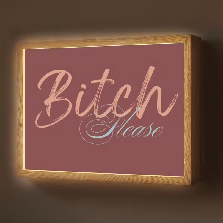 Bitch please - Rood - Blauw Light Box met batterij (Wandlamp) middel -z3d_website