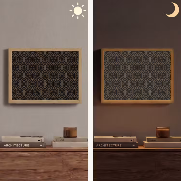 Zwart - Goud - Bloemenkern Light Box met batterij (Wandlamp) middel 907 -sfeer3