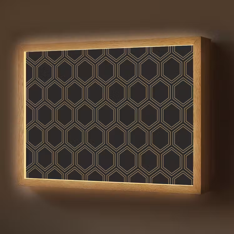 Zwart - Goud - Zeshoek Light Box met batterij (Wandlamp) middel 907 -z3d_website