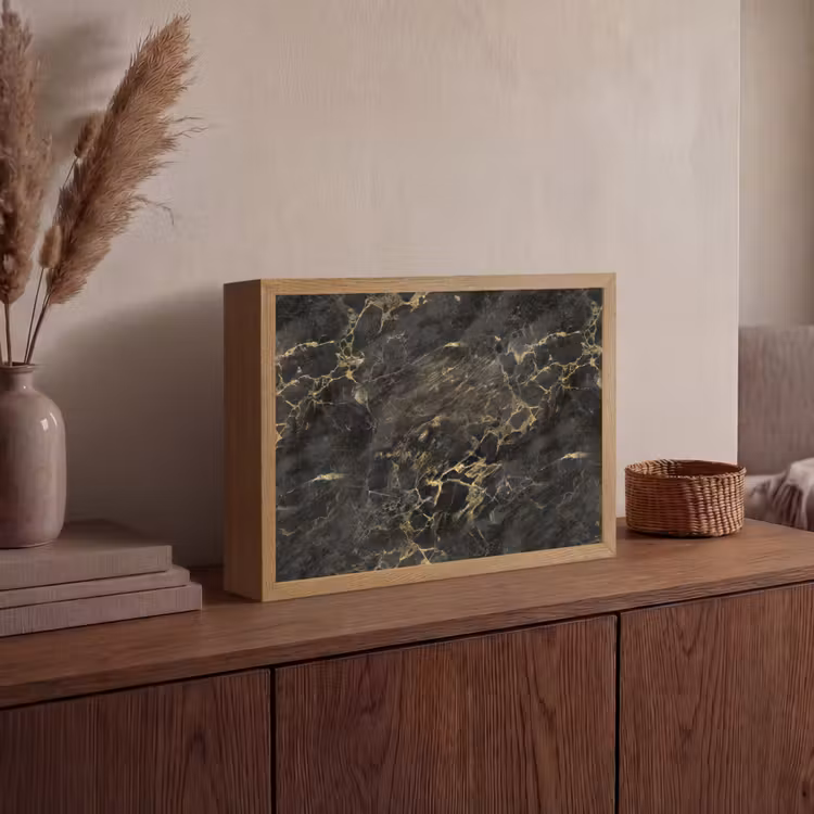 Zwart - Marmer - Goud - Nerf Light Box met batterij (Wandlamp) middel 907 -sfeer2