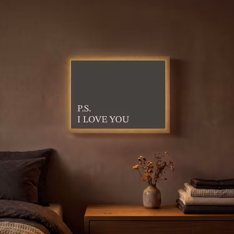 Zwart - Minimalistisch - Valentijn Light Box met batterij (Wandlamp) middel -sfeer4