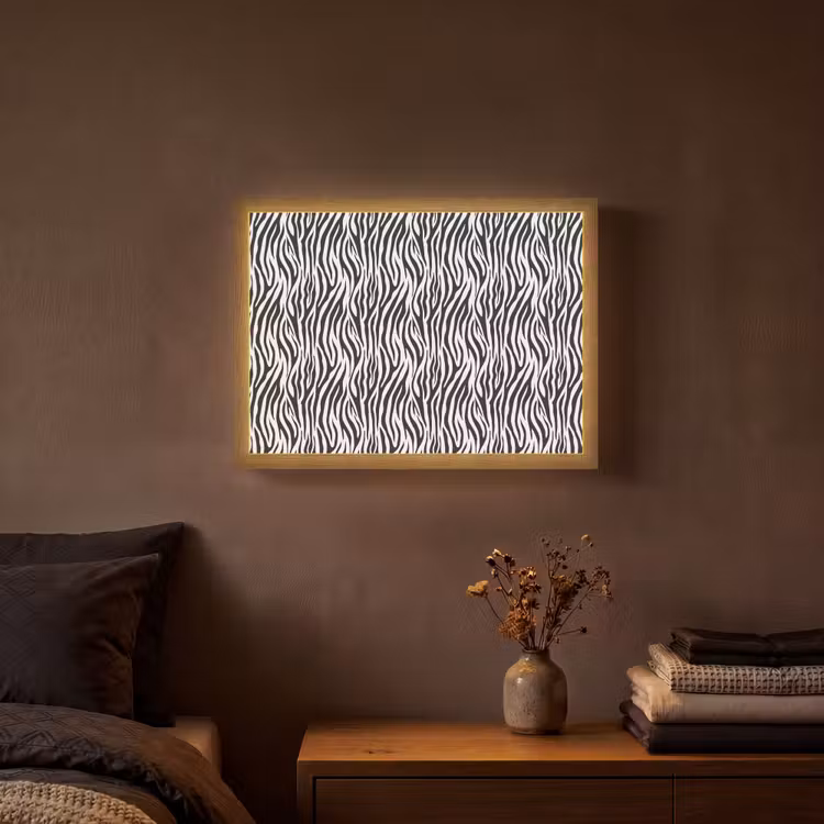 Zwart - Wit - Zebra - Patroon Light Box met batterij (Wandlamp) middel 907 -sfeer4