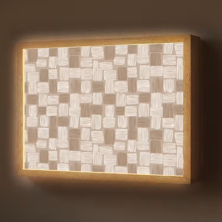 Blok - Patroon - Bruin Light Box met batterij (Wandlamp) middel 907 -z3d_website