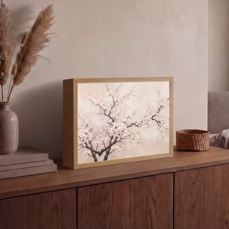Bloesem - Illustratie - Taupe Light Box met batterij (Wandlamp) middel -sfeer2