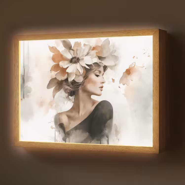 Bloesem - Portret - Gezicht Light Box met batterij (Wandlamp) middel -z3d_website