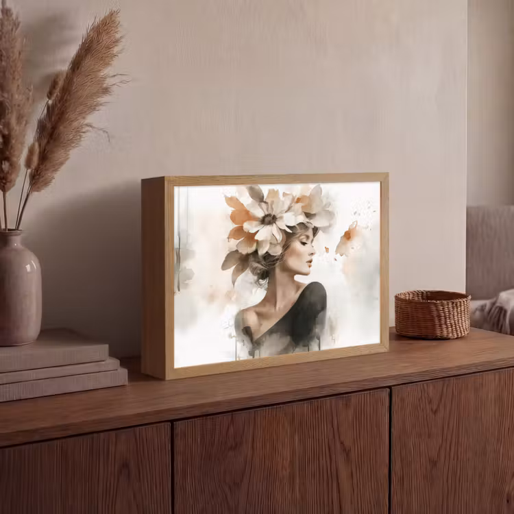 Bloesem - Portret - Gezicht Light Box met batterij (Wandlamp) middel -sfeer2
