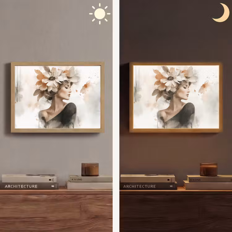 Bloesem - Portret - Gezicht Light Box met batterij (Wandlamp) middel -sfeer3