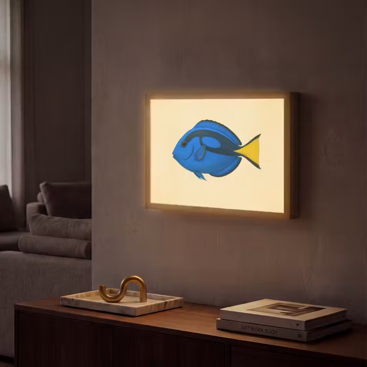 Blauw - Dory - Vis - Staartvin Light Box met batterij (Wandlamp) middel -sfeer1