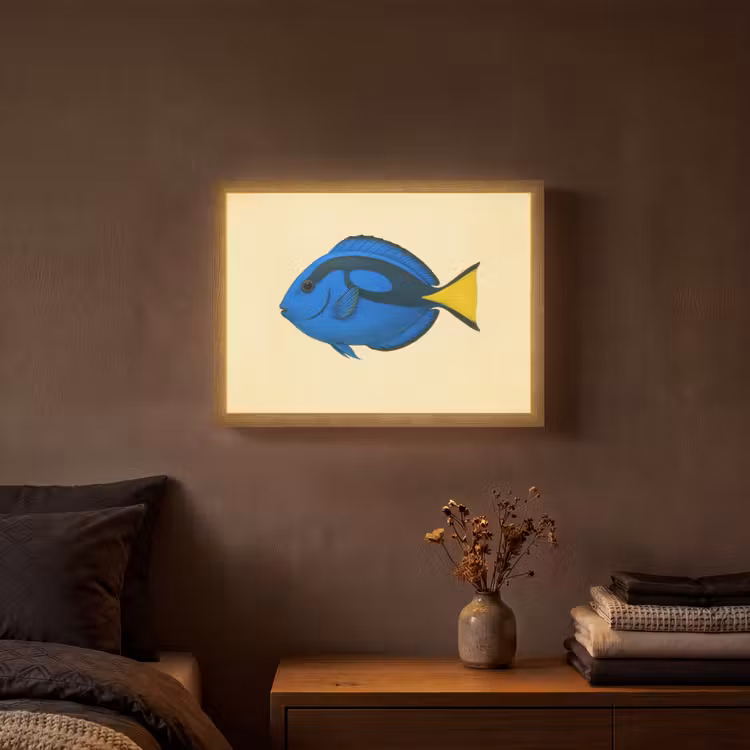 Blauw - Dory - Vis - Staartvin Light Box met batterij (Wandlamp) middel -sfeer4
