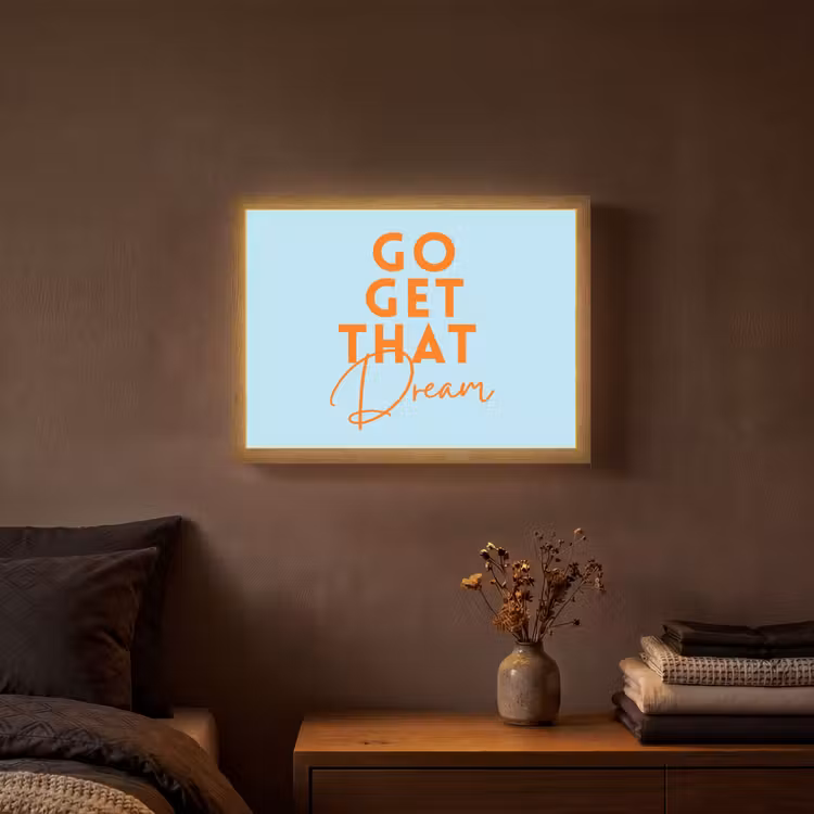 Blauw - Oranje - Tekst Light Box met batterij (Wandlamp) middel -sfeer4