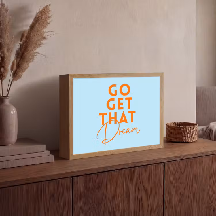Blauw - Oranje - Tekst Light Box met batterij (Wandlamp) middel -sfeer2