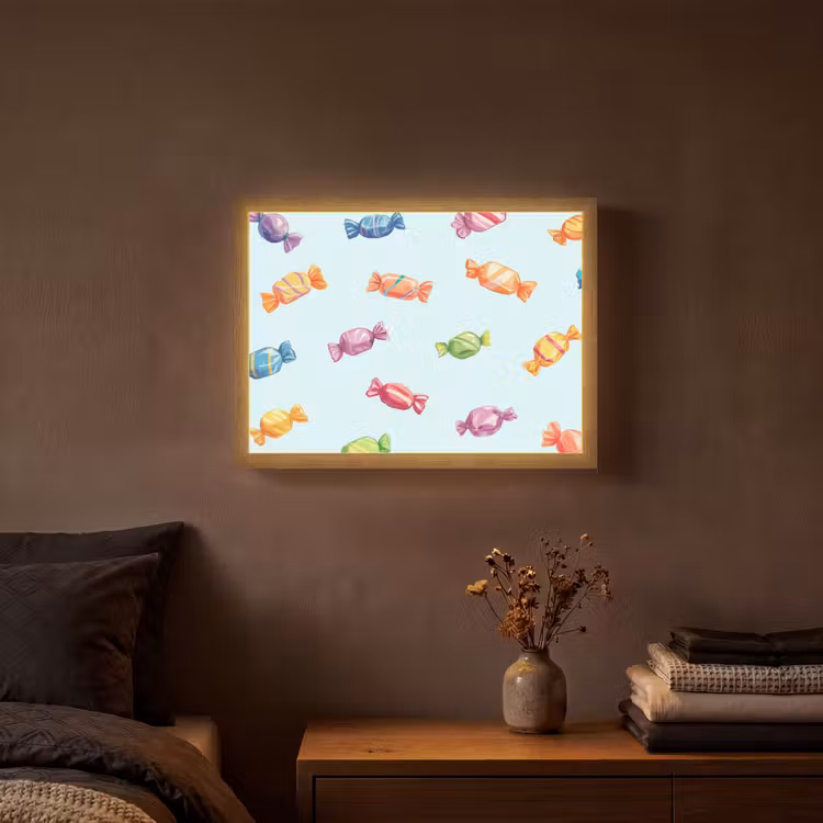 Blauw - Patroon - Snoep Light Box met batterij (Wandlamp) middel -sfeer4