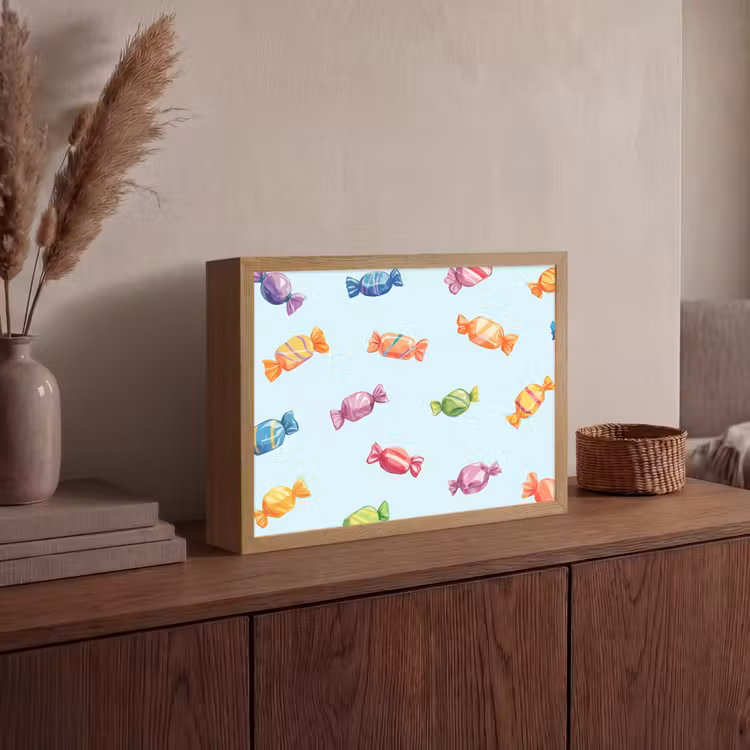 Blauw - Patroon - Snoep Light Box met batterij (Wandlamp) middel -sfeer2