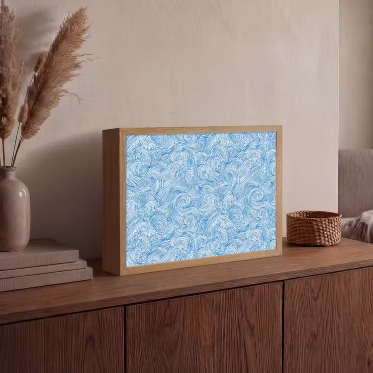 Blauw - Wit - Spiraal - Golven - Lijnen Light Box met batterij (Wandlamp) middel 907 -sfeer2