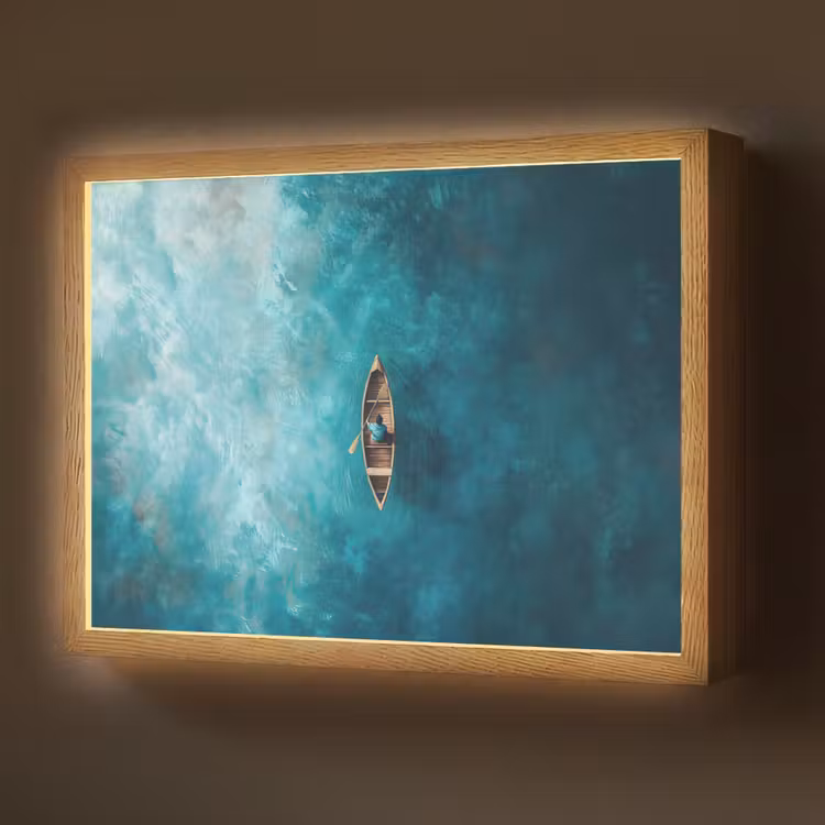 Bootje - Water - Blauw Light Box met batterij (Wandlamp) middel -z3d_website