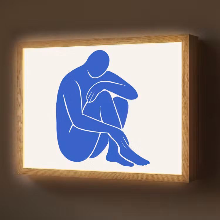 Lichaam - Abstract - Blauw Light Box met batterij (Wandlamp) middel -z3d_website