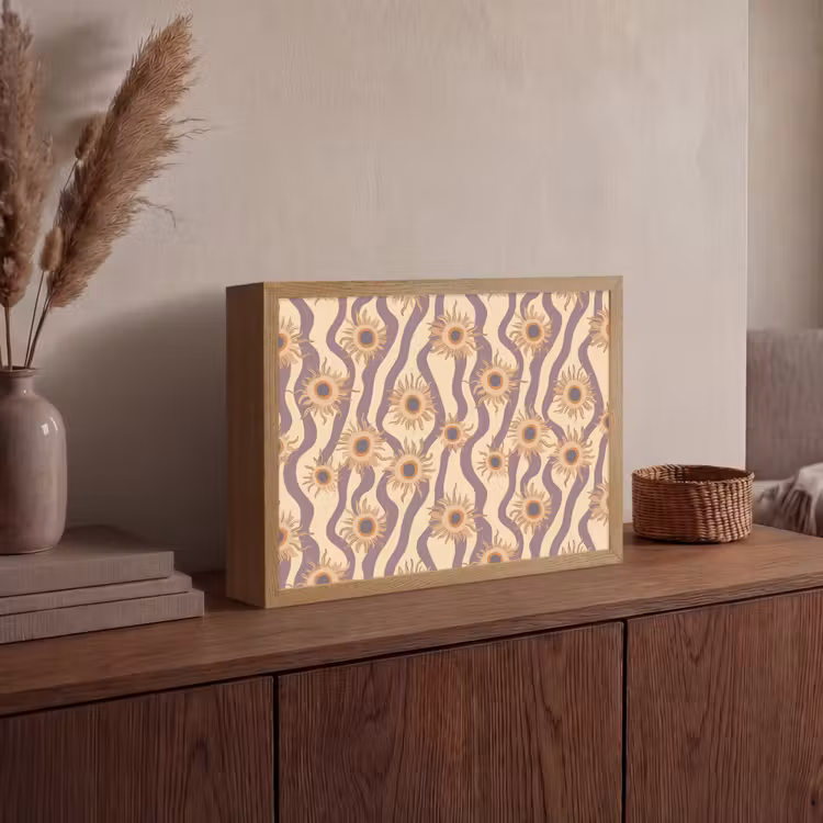 Bohemian - Vibe - Lavendelpaars Light Box met batterij (Wandlamp) middel 907 -sfeer2