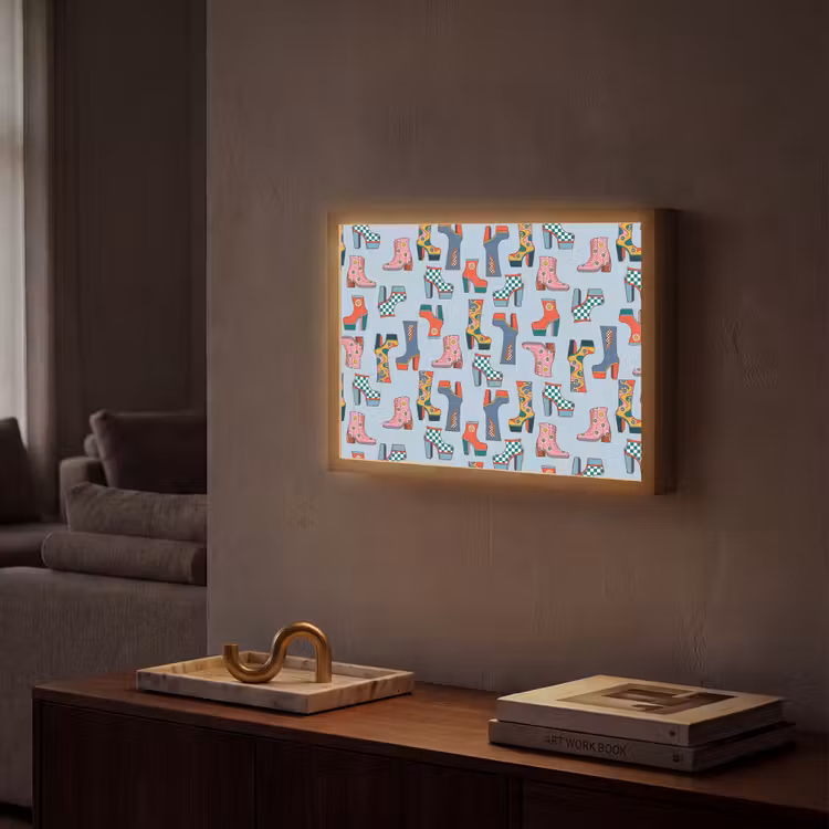 Laarzen - Patroon - Disco Light Box met batterij (Wandlamp) middel 907 -sfeer1