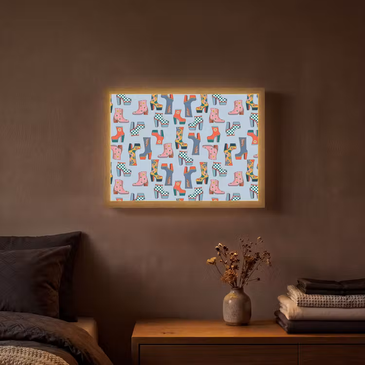 Laarzen - Patroon - Disco Light Box met batterij (Wandlamp) middel 907 -sfeer4